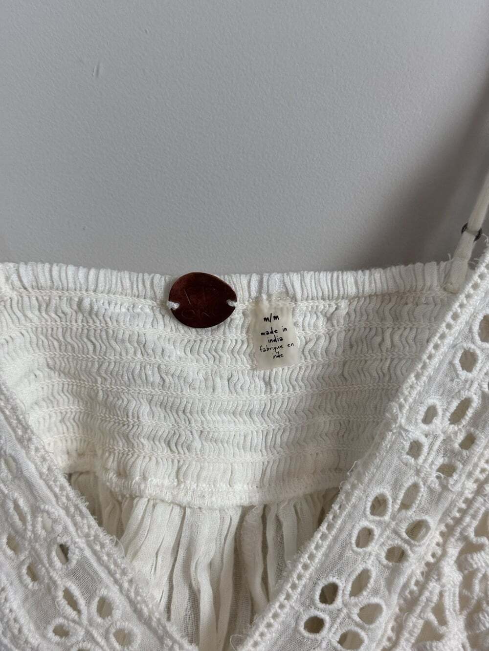 FP One White Lace V Neck Spaghetti Strap Camisole Tank Top Adjustable M - Picture 3 of 7